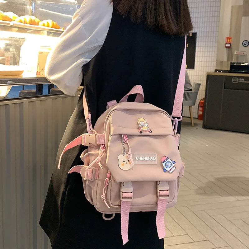 Small Women's Backpack Girls School Backpack Waterproof Nylon Fashion Japanese Casual Young Girl's Bag Female Mini Mochila