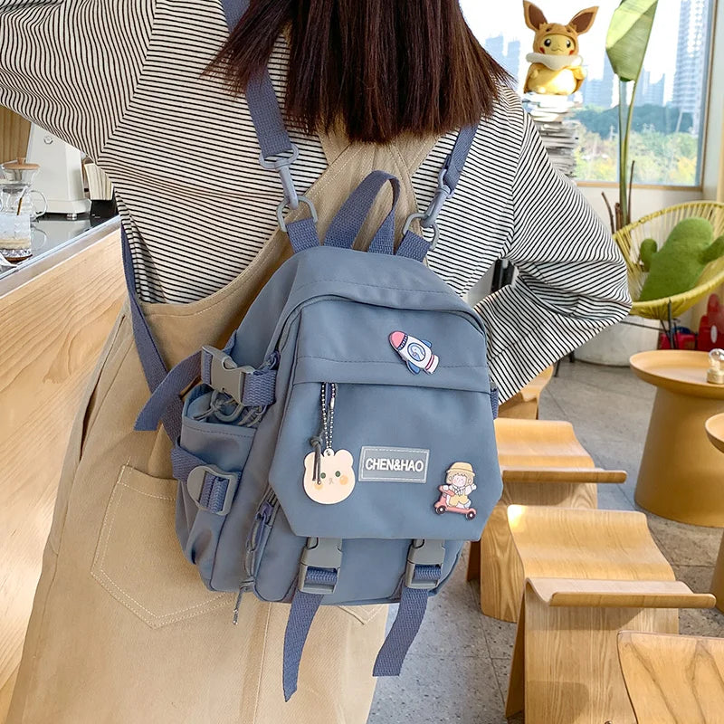 Small Women's Backpack Girls School Backpack Waterproof Nylon Fashion Japanese Casual Young Girl's Bag Female Mini Mochila