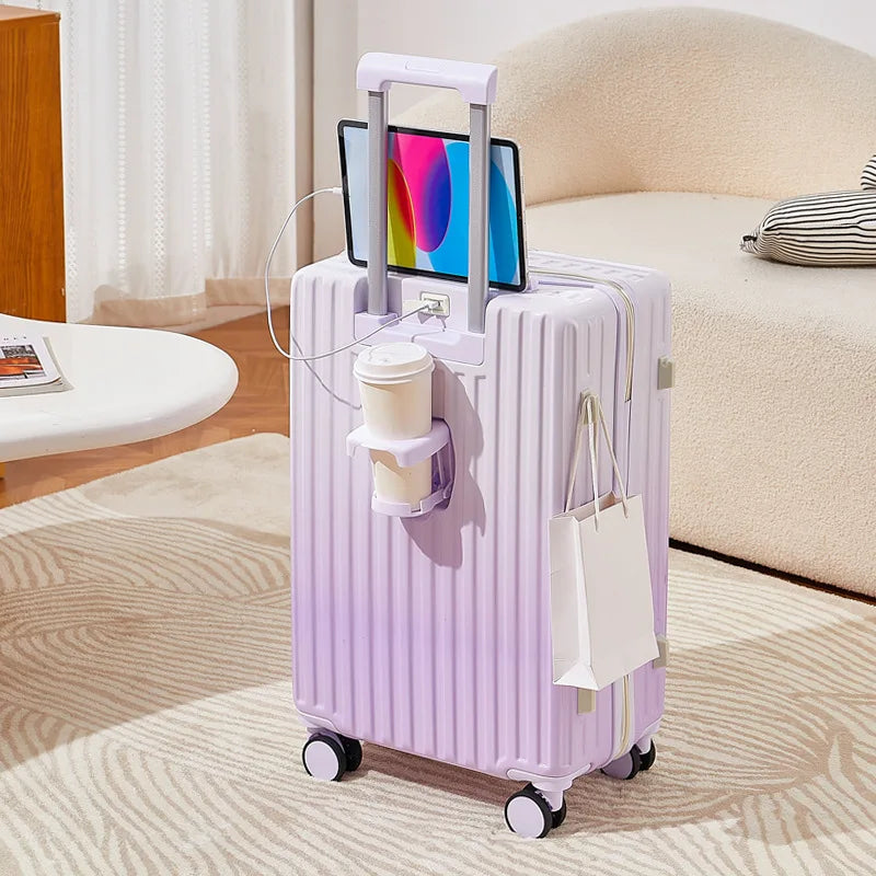 Small fresh gradient color suitcase, new women's 20 inch high aesthetic value trolley travel box, student 24 password box