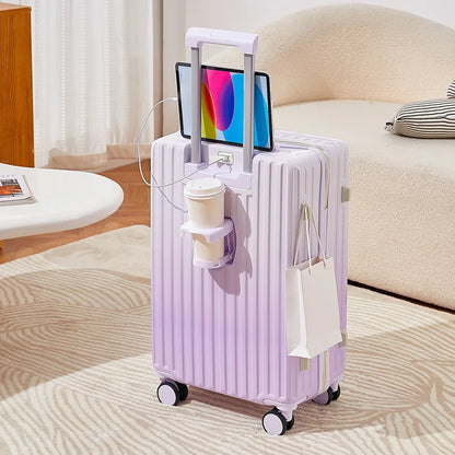 Small fresh gradient color suitcase, new women's 20 inch high aesthetic value trolley travel box, student 24 password box