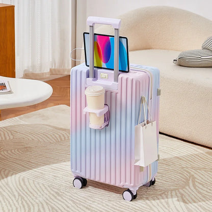 Small fresh gradient color suitcase, new women's 20 inch high aesthetic value trolley travel box, student 24 password box