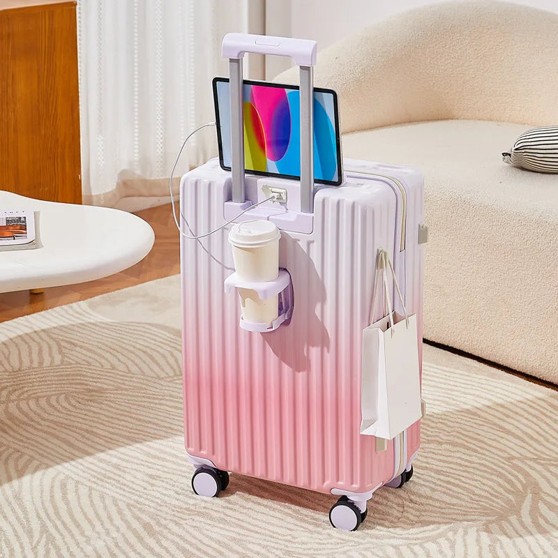 Small fresh gradient color suitcase, new women's 20 inch high aesthetic value trolley travel box, student 24 password box