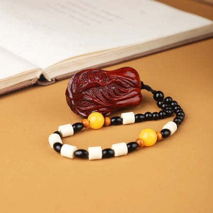 Small leaf red sandalwood handlebars, wooden carving handicrafts, small ornaments, solid wood carvings, mahogany handlebars,
