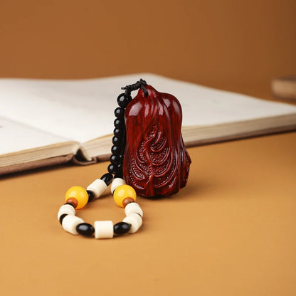 Small leaf red sandalwood handlebars, wooden carving handicrafts, small ornaments, solid wood carvings, mahogany handlebars,