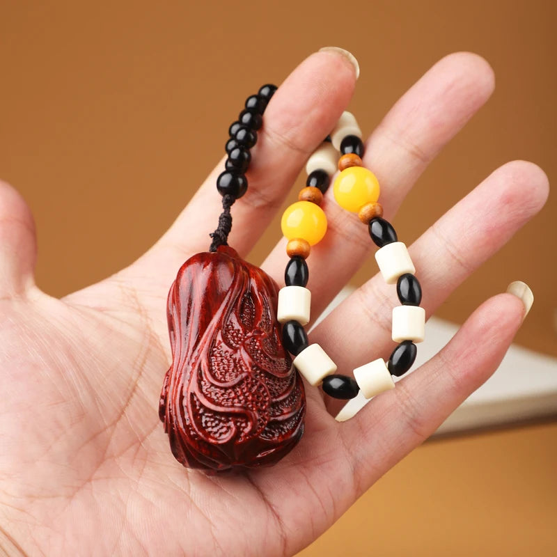 Small leaf red sandalwood handlebars, wooden carving handicrafts, small ornaments, solid wood carvings, mahogany handlebars,