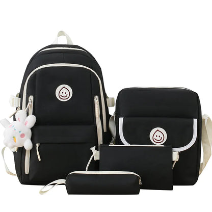 Smiling face printing 4 Pcs Sets Children's School Backpack Kawaii Women's Backpack Bookbag School Bags for Teens Girls Mochilas