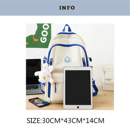 Smiling face printing 4 Pcs Sets Children's School Backpack Kawaii Women's Backpack Bookbag School Bags for Teens Girls Mochilas
