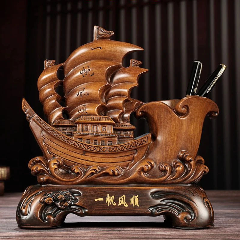 Smooth Sailing Creative Pen Holder Decorations Boss's Office Desktop Decorations Ornamennts