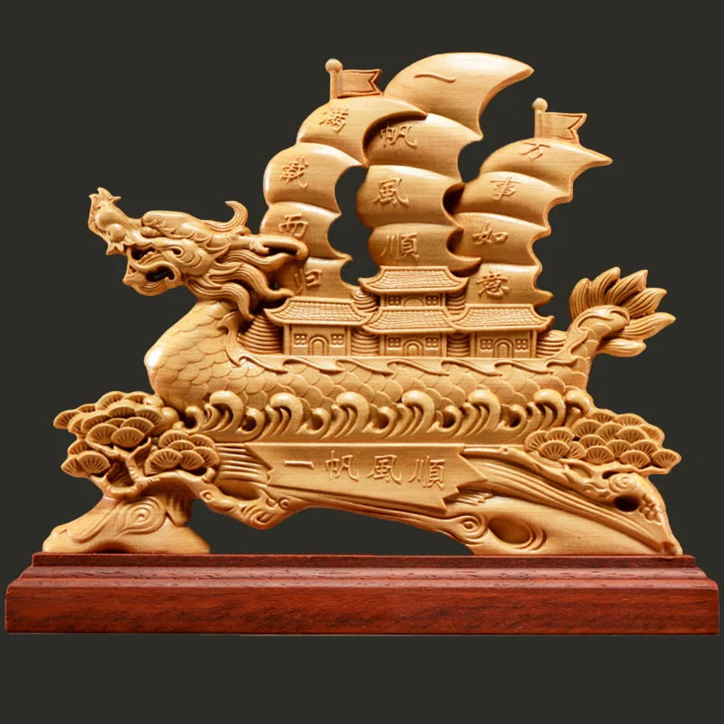 Smooth Sailing Sailboat ornament- solid wood carving crafts Best Decorations for Home Living Room Office