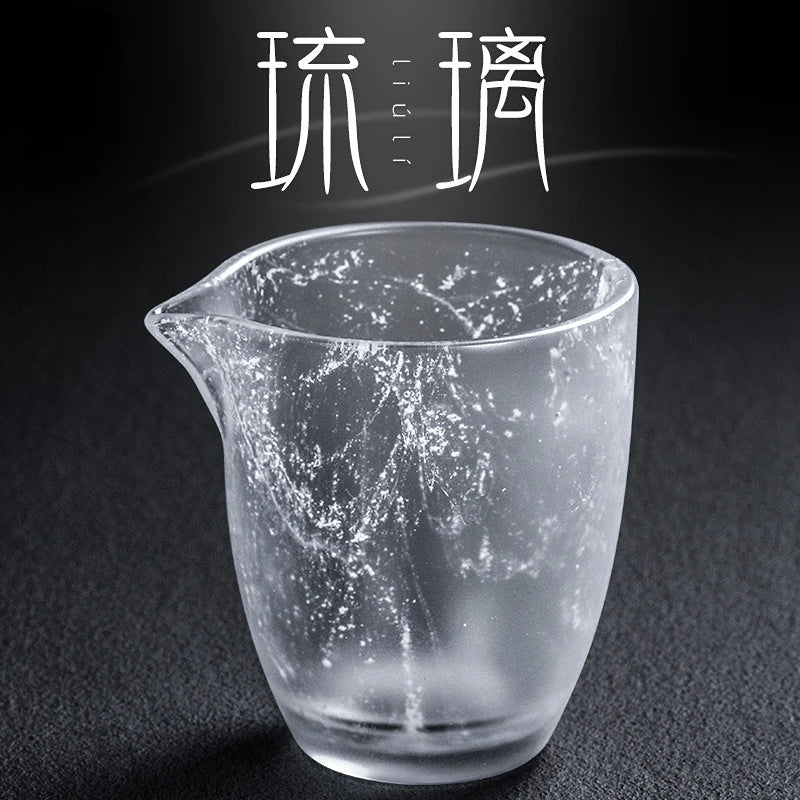 Snow Colored Glass Fair Cup Crystal Thickened Glass Tea Dispenser Large Chahai Transparent Built Kungfu Tea Set Accessories