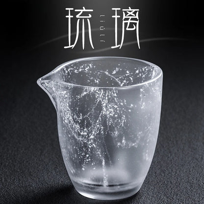 Snow Colored Glass Fair Cup Crystal Thickened Glass Tea Dispenser Large Chahai Transparent Built Kungfu Tea Set Accessories