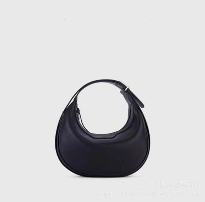 Soft Cow Leather Half Moon Bag Women Fresh Sweet Solid Handbags Female Large Capacity Commuter Purses Clutch 2024 New Bolsos