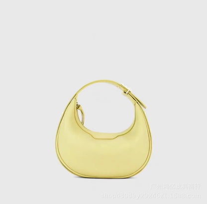 Soft Cow Leather Half Moon Bag Women Fresh Sweet Solid Handbags Female Large Capacity Commuter Purses Clutch 2024 New Bolsos