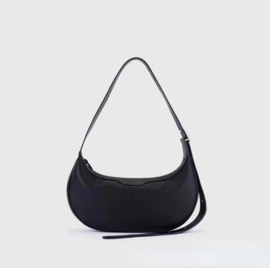 Soft Cow Leather Half Moon Bag Women Fresh Sweet Solid Handbags Female Large Capacity Commuter Purses Clutch 2024 New Bolsos