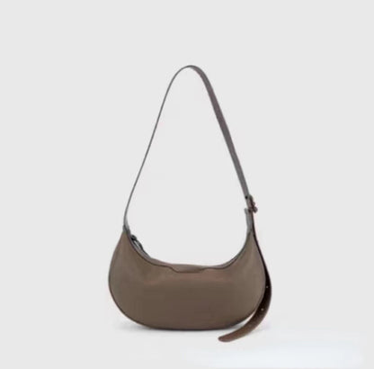 Soft Cow Leather Half Moon Bag Women Fresh Sweet Solid Handbags Female Large Capacity Commuter Purses Clutch 2024 New Bolsos