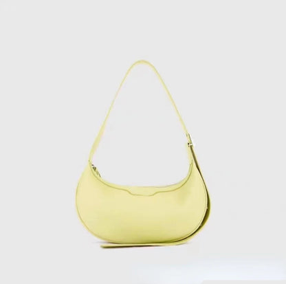 Soft Cow Leather Half Moon Bag Women Fresh Sweet Solid Handbags Female Large Capacity Commuter Purses Clutch 2024 New Bolsos