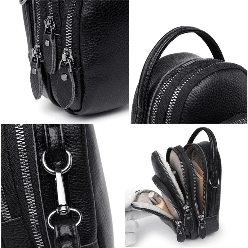 Soft Cowhide Bag For Women Designer Three Layers Of Large Capacity Ladies Handbag Fashion Genuine Leather Shoulder Crossbody Bag