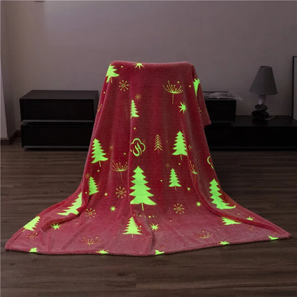 Soft Fleece Blanket Luminous Warm Flannel Blankets Glow In The Dark Stars Moon Print Sheet Sofa Bedspread Leisure Coverings Gift