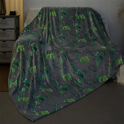 Soft Fleece Blanket Luminous Warm Flannel Blankets Glow In The Dark Stars Moon Print Sheet Sofa Bedspread Leisure Coverings Gift
