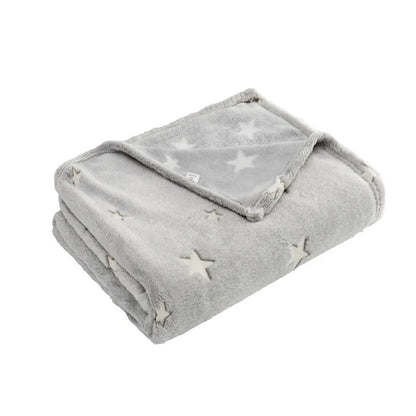 Soft Fleece Blanket Luminous Warm Flannel Blankets Glow In The Dark Stars Moon Print Sheet Sofa Bedspread Leisure Coverings Gift
