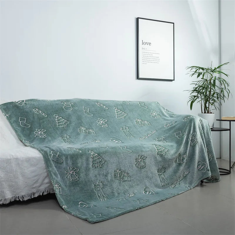 Soft Fleece Blanket Luminous Warm Flannel Blankets Glow In The Dark Stars Moon Print Sheet Sofa Bedspread Leisure Coverings Gift