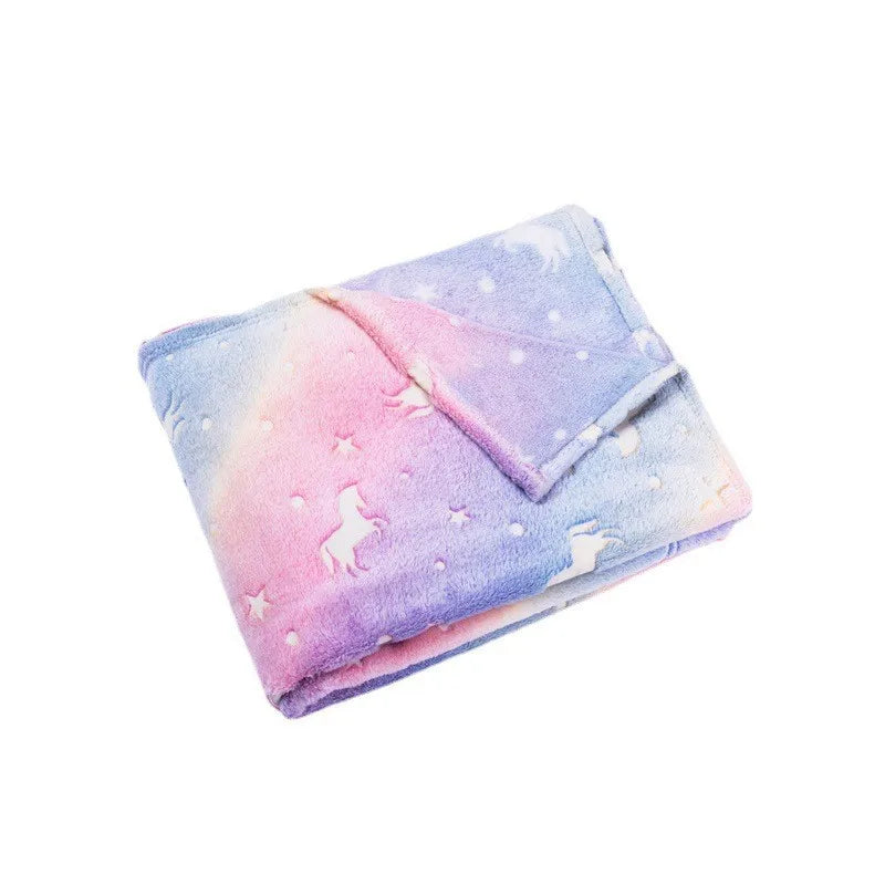 Soft Fleece Blanket Luminous Warm Flannel Blankets Glow In The Dark Stars Moon Print Sheet Sofa Bedspread Leisure Coverings Gift