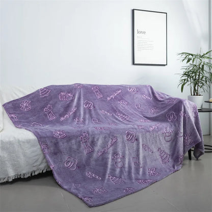 Soft Fleece Blanket Luminous Warm Flannel Blankets Glow In The Dark Stars Moon Print Sheet Sofa Bedspread Leisure Coverings Gift