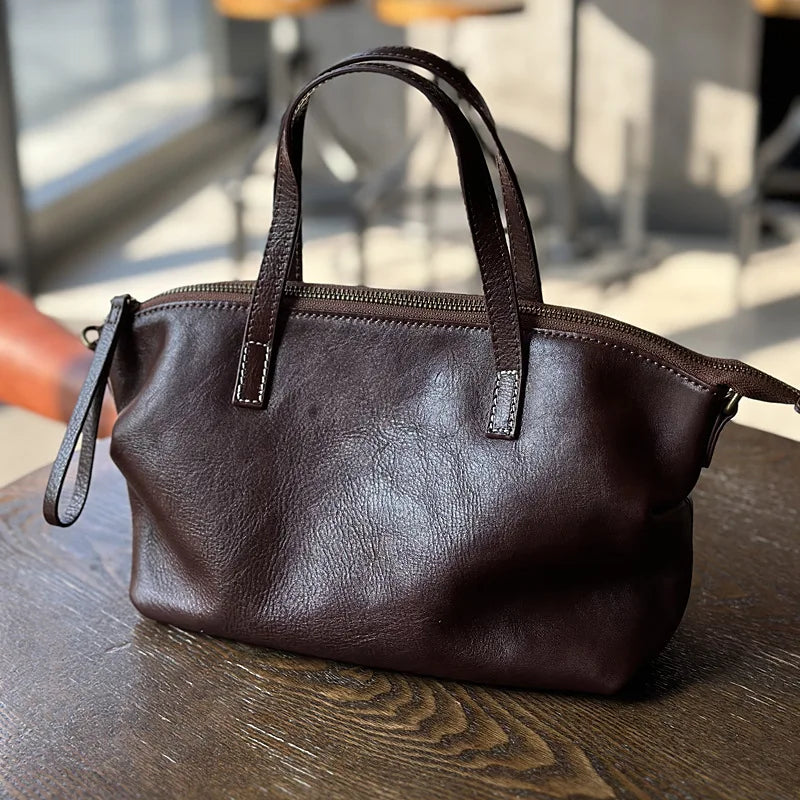 Soft Genuine Leather Large Capacity Hobos Exquisite Elegant Commuter Handbags Female Simple Leisure Fashion All-match Purses