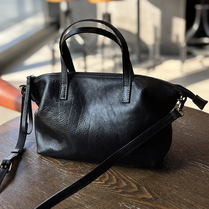 Soft Genuine Leather Large Capacity Hobos Exquisite Elegant Commuter Handbags Female Simple Leisure Fashion All-match Purses