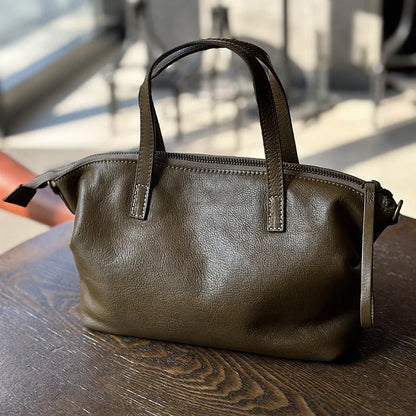 Soft Genuine Leather Large Capacity Hobos Exquisite Elegant Commuter Handbags Female Simple Leisure Fashion All-match Purses