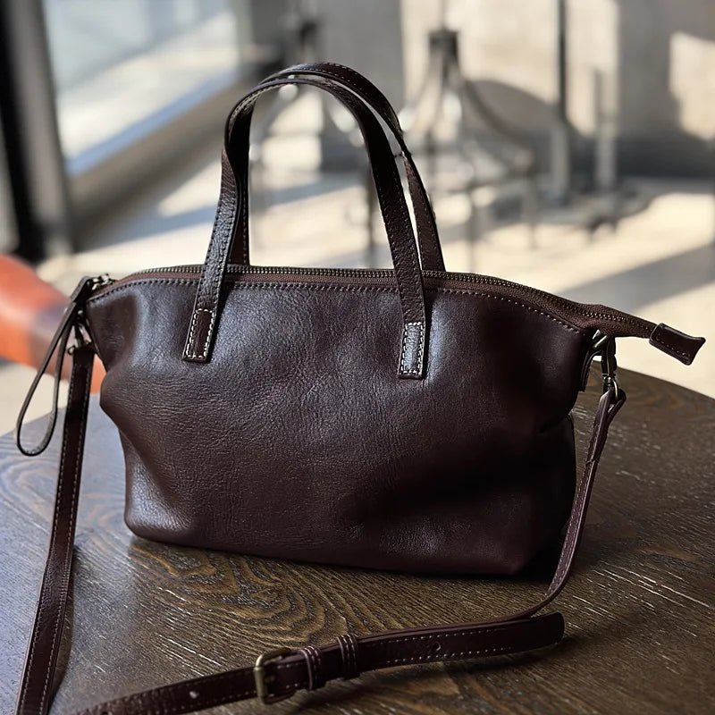 Soft Genuine Leather Large Capacity Hobos Exquisite Elegant Commuter Handbags Female Simple Leisure Fashion All-match Purses