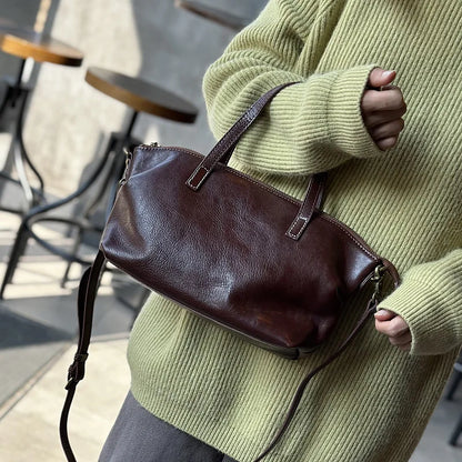 Soft Genuine Leather Large Capacity Hobos Exquisite Elegant Commuter Handbags Female Simple Leisure Fashion All-match Purses