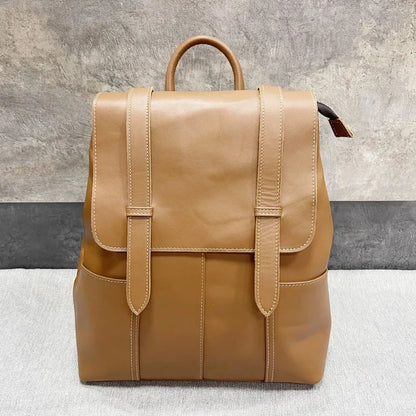 Soft Genuine Leather Vintage Ladies Backpack Female Large Capacity Practical Versatile Travel Bags Student Casual Backpack 2024