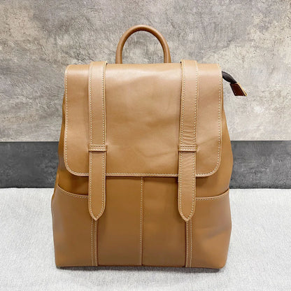 Soft Genuine Leather Vintage Ladies Backpack Female Large Capacity Practical Versatile Travel Bags Student Casual Backpack 2024
