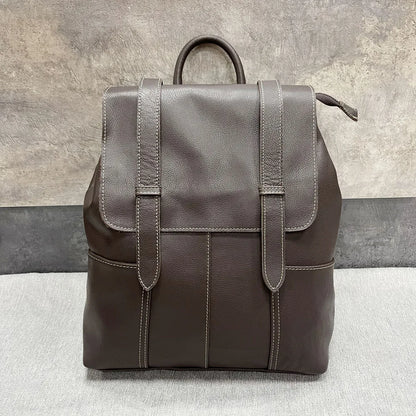 Soft Genuine Leather Vintage Ladies Backpack Female Large Capacity Practical Versatile Travel Bags Student Casual Backpack 2024