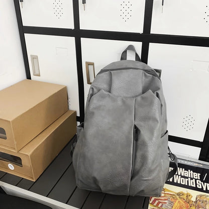 Soft Leather Big Backpack Women Solid Color Wild Trend Casual Large Capacity Ladies Travel Bag Backpack for Teenage Girls Boys
