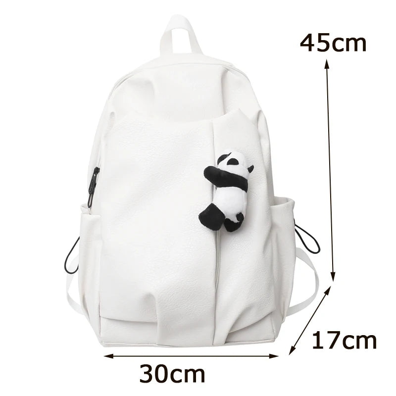 Soft Leather Big Backpack Women Solid Color Wild Trend Casual Large Capacity Ladies Travel Bag Backpack for Teenage Girls Boys