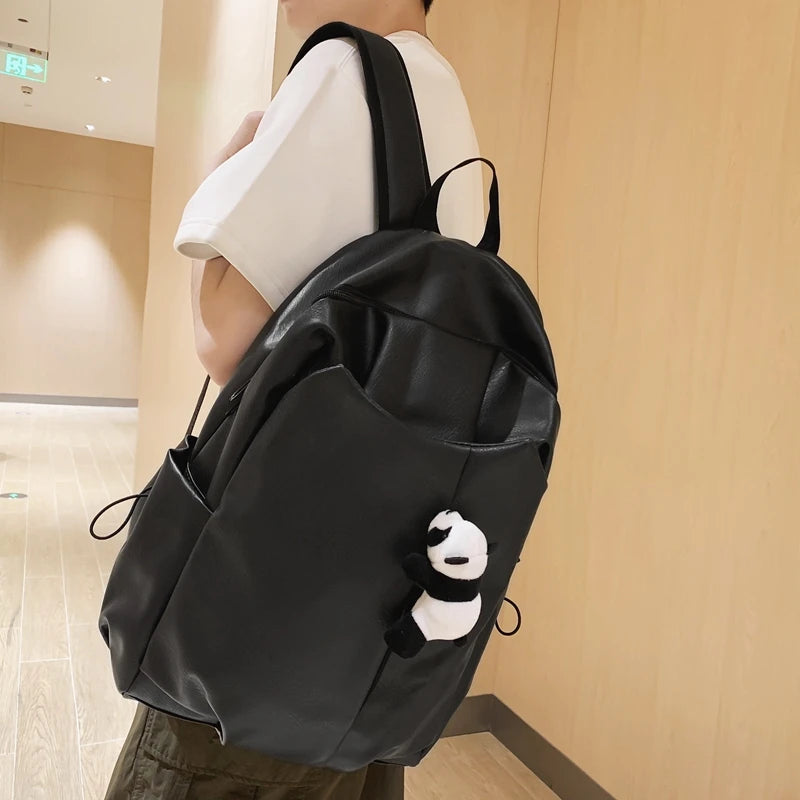 Soft Leather Big Backpack Women Solid Color Wild Trend Casual Large Capacity Ladies Travel Bag Backpack for Teenage Girls Boys