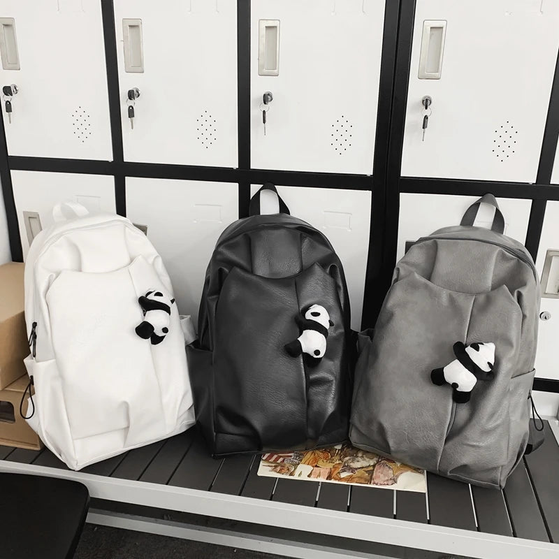 Soft Leather Big Backpack Women Solid Color Wild Trend Casual Large Capacity Ladies Travel Bag Backpack for Teenage Girls Boys