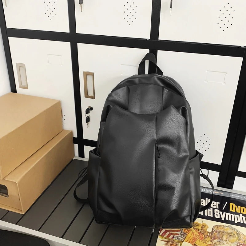 Soft Leather Big Backpack Women Solid Color Wild Trend Casual Large Capacity Ladies Travel Bag Backpack for Teenage Girls Boys