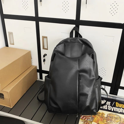 Soft Leather Big Backpack Women Solid Color Wild Trend Casual Large Capacity Ladies Travel Bag Backpack for Teenage Girls Boys