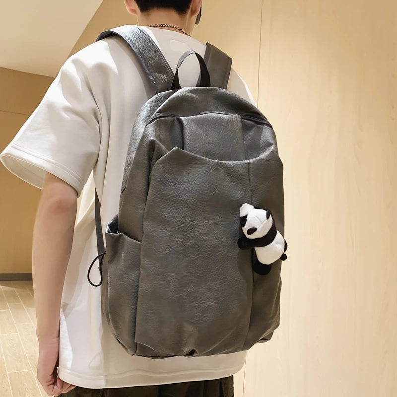 Soft Leather Big Backpack Women Solid Color Wild Trend Casual Large Capacity Ladies Travel Bag Backpack for Teenage Girls Boys