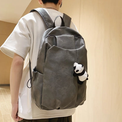 Soft Leather Big Backpack Women Solid Color Wild Trend Casual Large Capacity Ladies Travel Bag Backpack for Teenage Girls Boys