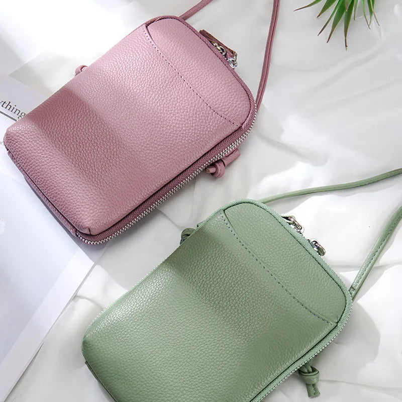 Soft Leather Cell Phone Purse Women Mini Flap Bags Simple Shoulder Bag Large Capacity Lady Crossbody Bag Designer Clutch Purse