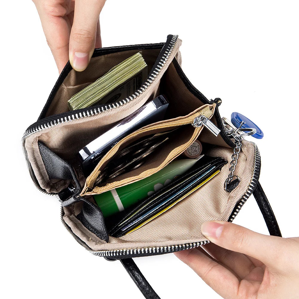 Soft Leather Cell Phone Purse Women Mini Flap Bags Simple Shoulder Bag Large Capacity Lady Crossbody Bag Designer Clutch Purse
