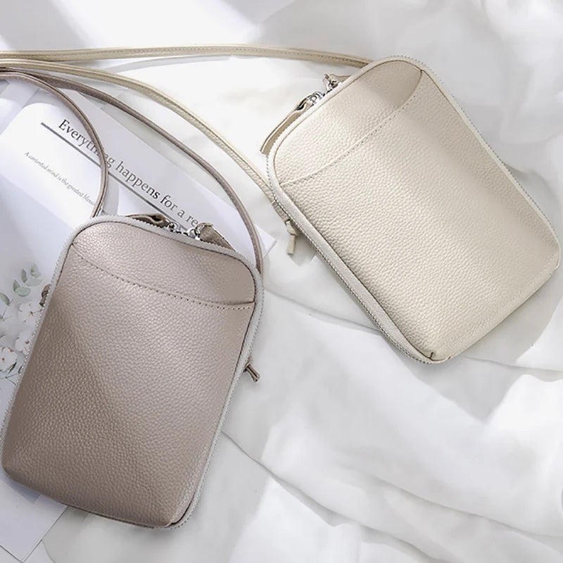 Soft Leather Cell Phone Purse Women Mini Flap Bags Simple Shoulder Bag Large Capacity Lady Crossbody Bag Designer Clutch Purse
