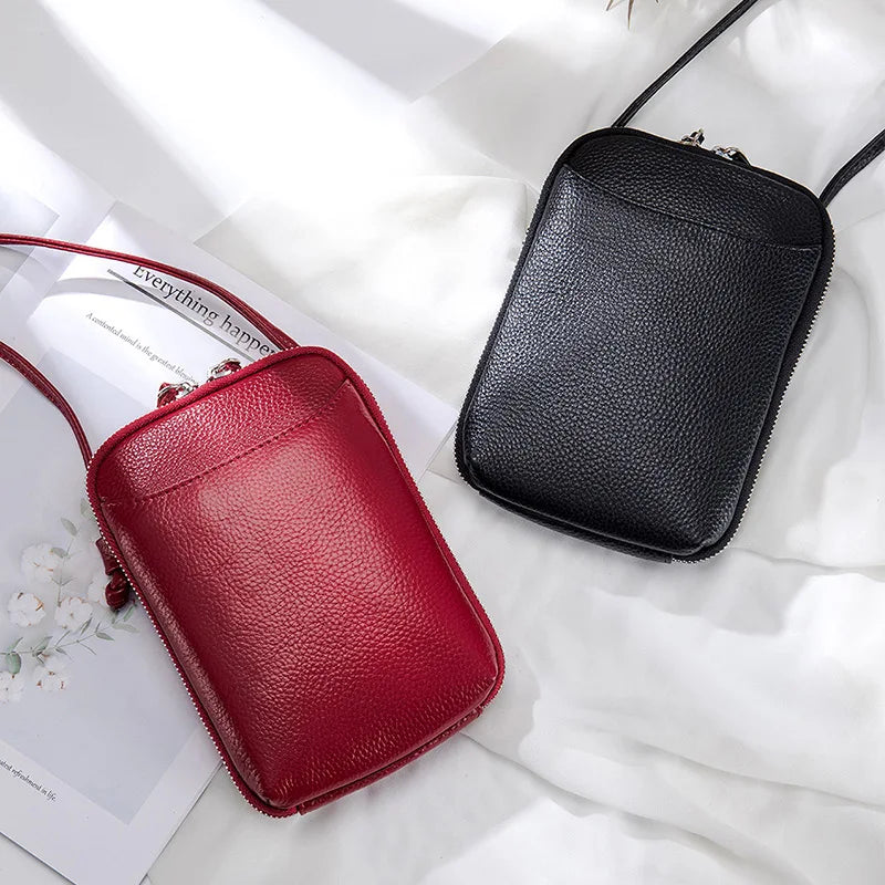 Soft Leather Cell Phone Purse Women Mini Flap Bags Simple Shoulder Bag Large Capacity Lady Crossbody Bag Designer Clutch Purse