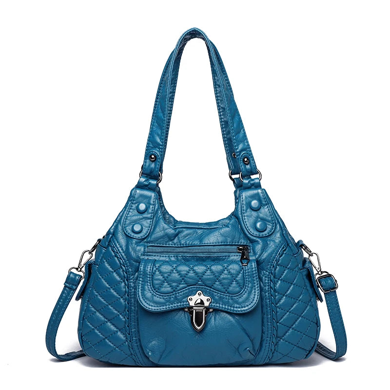 Soft Leather Luxury Handbags Women New Casual Tote Bag Designer Ladies Large Shoulder Crossbody Handbag Sac for Female Patchwork
