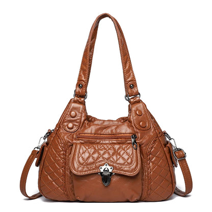 Soft Leather Luxury Handbags Women New Casual Tote Bag Designer Ladies Large Shoulder Crossbody Handbag Sac for Female Patchwork