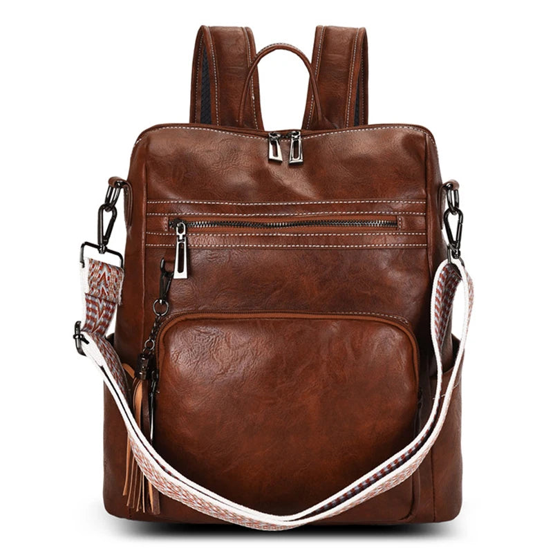 Soft Leather Shoulder Bags Women Leisure Purses Fashion Backpack For Travel Shopping School Large Capacity Summer Spring